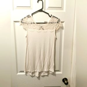 Dynamite White Top with Lace Details, Barely Worn